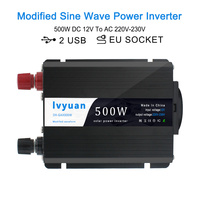 Convertisseur de courant pour voiture EU Socket Lvyuan 500W DC 12V vers 220V, en stock, avec USB 3.1A
