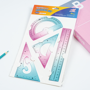 Juego de Reglas Geométricas de Plástico Transparente de Alta Calidad, Triángulo, Regla Recta, Protractor, para Estudiantes Escolares - Product Image 1