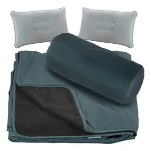 Travel warm camping hiking picnic blankets with pillow, large cushion outdoor waterproof blanket for bed