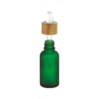 Flacon compte-gouttes en verre d'huile de barbe verte givrée de 15ml 30ml 50ml 100ml Flacon d'huile essentielle de sérum de soin de la peau avec couvercle compte-gouttes en bambou