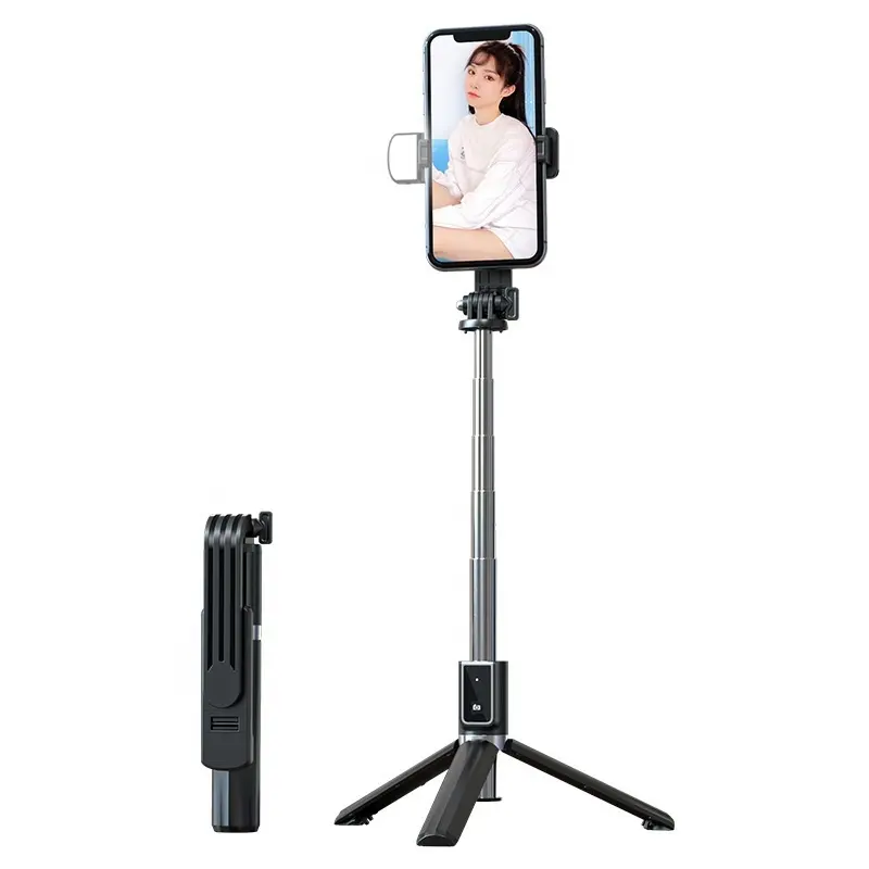 Selfie stick 1 meter Aluminum Wireless Bluetooth live camera phone universal remote control BLE selfie stick live tripod stand