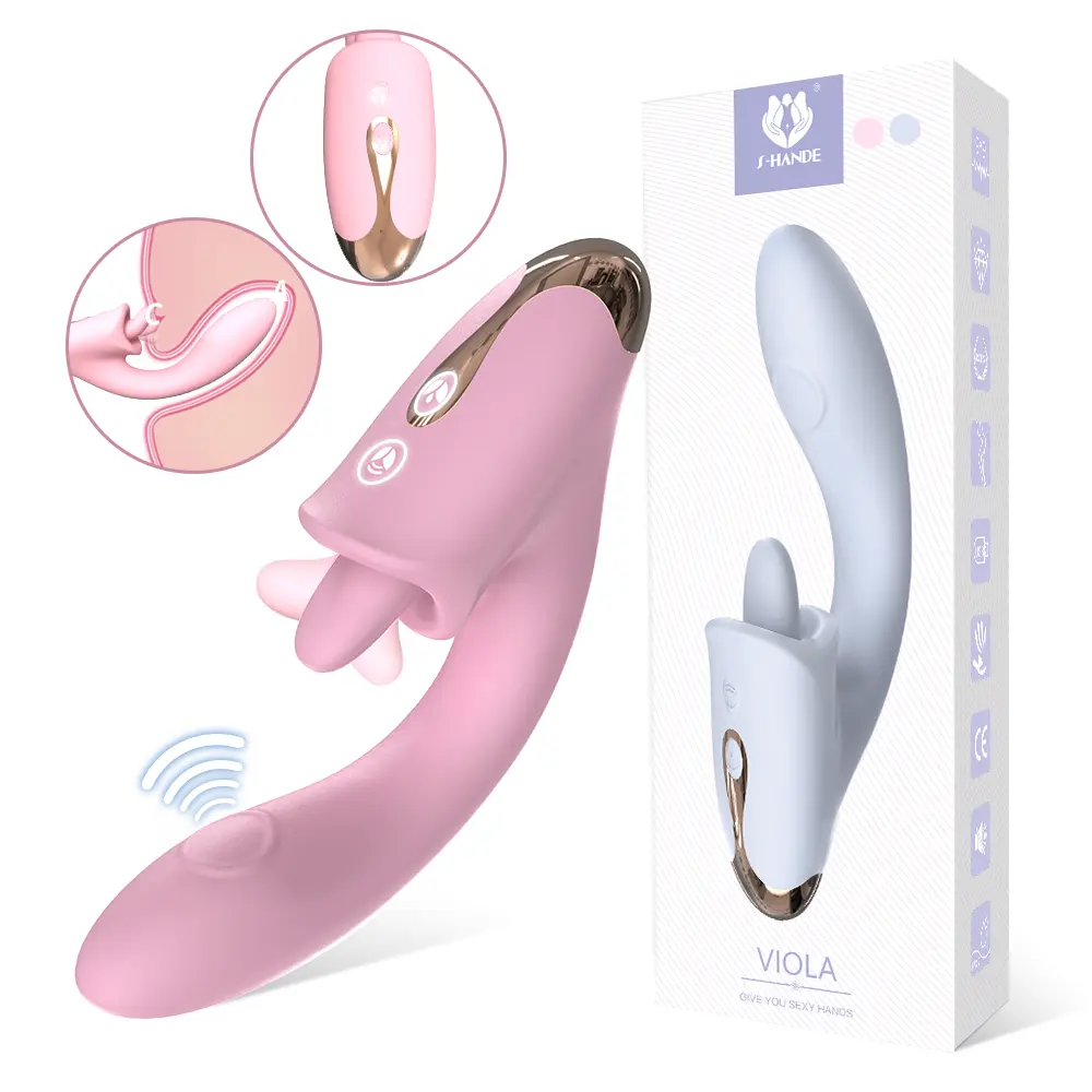 S-Hande Ali Baba 2 In 1 Metalen Trim Verstelbare Buiging Hijgende Clitoris Likken G Spot Vibrator Dubbellaags Medische Siliconen