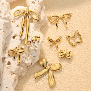 Custom DIY Luxury14k 18k Gold Plated 316L Stainless Steel <b>Bow</b> Charms for Jewelry Necklace Bracelet Bulk Jewelry Making - Product Image 2