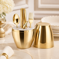 Ensemble de couverts en acier inoxydable, boîte cadeau, 4 personnes, incrustation dorée, polissage miroir, qualité alimentaire, passe au lave-vaisselle, mariage, vente en gros