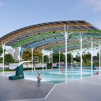 Toiture en membrane tendue en PVDF pour terrain de basket extérieur