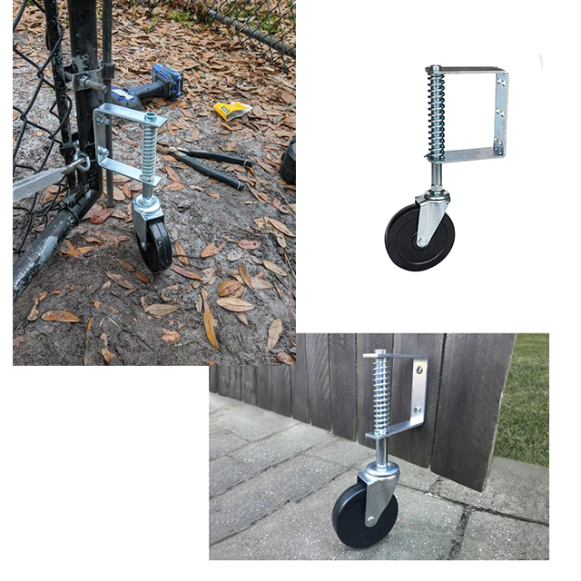 Roue De Portail En Caoutchouc à Ressort | Capacité 220 Lb | Ajustement Sol Inégal | Montage Universel 4 Trous