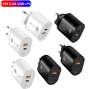 Chargeur mural <span class=keywords><strong>USB</strong></span> C double <span class=keywords><strong>port</strong></span> 12W <span class=keywords><strong>5V</strong></span> 2.4A Type C PD intelligent portable de voyage rapide pour téléphone portable appareil photo adaptateur d'alimentation - Product Image 1