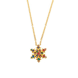 CAIOOCHE Collier Pendentif en Acier Inoxydable 316L Plaqué Or avec Zircon Flocon de Neige, Cadeau de Noël, Vente en Gros de <span class=keywords><strong>Bijoux</strong></span> - Product Image 3