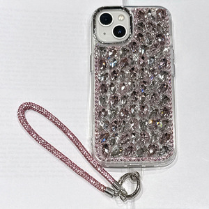 Ốp lưng <span class=keywords><strong>iPhone</strong></span> nạm kim cương giả sang trọng với dây buộc kim cương phù hợp cho 16 15 14 13 12 Pro Max vỏ điện thoại pha lê lấp lánh - Product Image 1