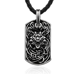 SS8-453P 316L สแตนเลสไวกิ้งหมาป่าหัวจี้สร้อยคอนอร์ดิก Bodyguard สัญลักษณ์แฟชั่นสัตว์เครื่องประดับของขวัญโชคดี - Product Image 1