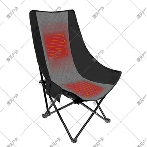 Heated Folding Chair Portable Outdoor Camping Chair Aluminum <b>Frame</b> <b>Black</b> Polyester Casual Fishing Chair Temperature Controlled - Product Image 1