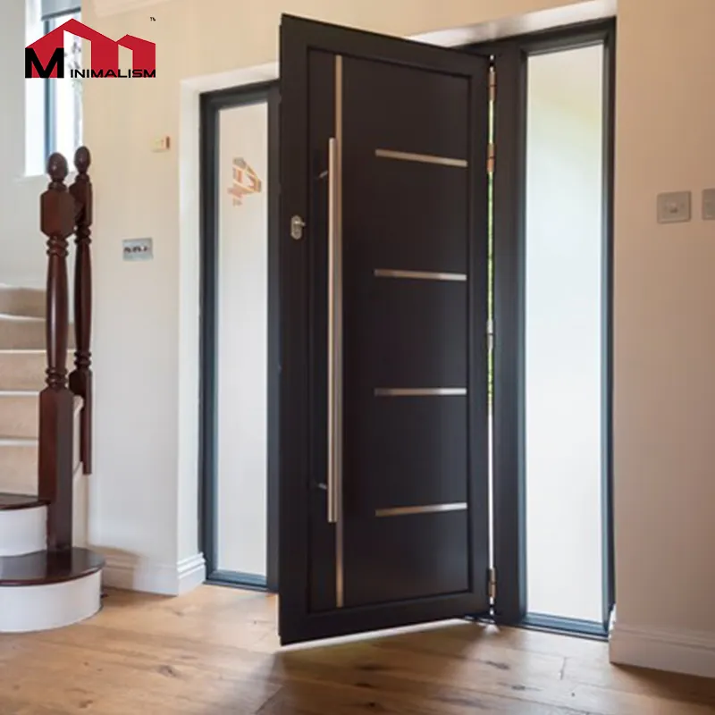 Porta in stile turco all'ingrosso e al dettaglio, Design semplice e moderno, porta blindata di sicurezza in acciaio di un e mezzo legno per il telaio in acciaio