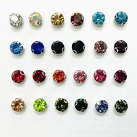 Strass en cristal rond à griffes 3D, sans nickel, écologiques, à coudre à la main, pour vêtements et accessoires, vente en gros