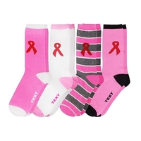 Chaussettes personnalisées avec ruban rose pour le cancer du sein Chaussettes tricotées rayées pour femmes Chaussettes personnalisées de sensibilisation au cancer du sein