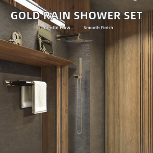 Conjunto de ducha monomando moderno con cabezal rectangular de rociado suave, núcleo cerámico, latón cepillado M6661GNI, estilo contemporáneo que aporta elegancia - Product Image 5