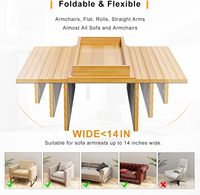 SINCERE 2-en-1 bambou canapé accoudoir plateau Table anti-dérapant pliable fauteuil Caddy détachable plateau coulissant pour boissons TV stockage