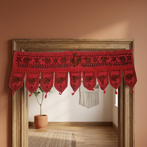 Hand Embroidered Traditional 100% Cotton Cloth Toran <b>Pink</b> Elephant Design Christmas Indoor <b>Room</b> <b>Decor</b> Main Door Entrance Window - Product Image 3