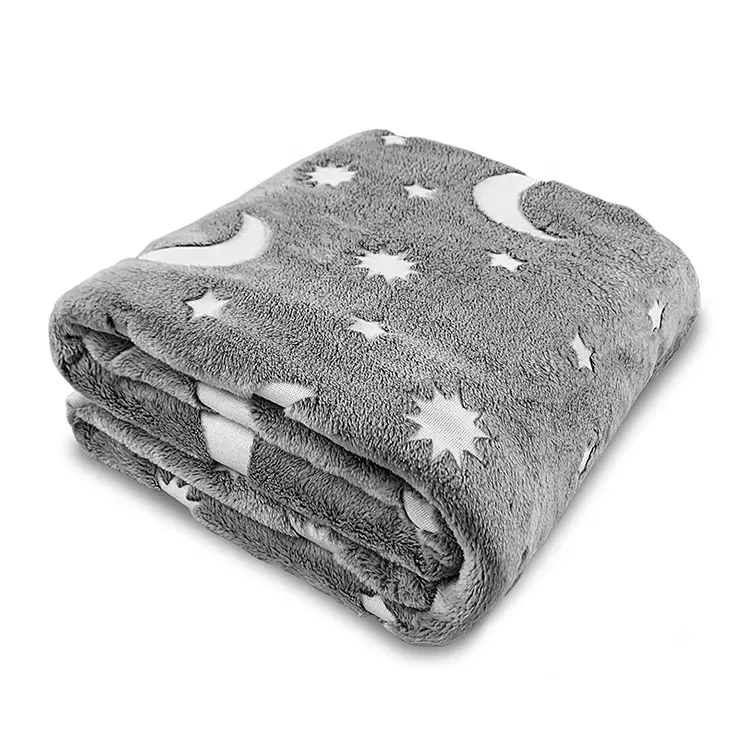 Polyester flannel blanket glow in the dark blanket baby flannel for kids