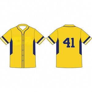 High Quality Button up Sublimation Vintage Yellow <b>Baseball</b> Jersey - Product Image 6