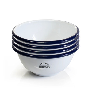 Tazón Redondo de Metal Esmaltado Color Crema Beige de 14cm, 18cm y 20cm para Servir Ensaladas, con Borde <span class=keywords><strong>Verde</strong></span> <span class=keywords><strong>Oliva</strong></span>, Logotipo Personalizado, Vajilla de Cocina - Product Image 6