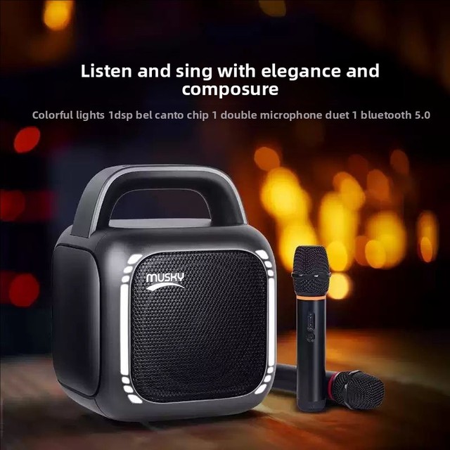 Musky Speaker, Outdoor Square Dancing & Home Karaoke, Wireless Microphone, Portable Handheld Speaker All-in-One