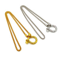 Collier tendance pour femme en acier inoxydable 316L, résistant à l'eau et inaltérable, avec fermoir mousqueton fer à cheval plaqué or 14k 18k