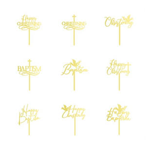Acrylique joyeux baptême joyeux baptême gâteau Topper fête religieuse décoration gâteau décor - Product Image 1
