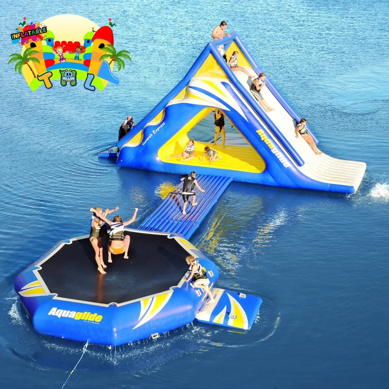 Tobogán acuático inflable para adultos y niños, juguetes acuáticos para escalar, torre de agua flotante