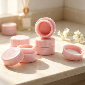 Pot en plastique PP rond rose et blanc de 3g, 5g, 10g avec logo personnalisé - Product Image 4