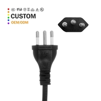 Cordon d'alimentation brésilien à 3 broches avec connecteur IEC C5 C13, câble électrique en cuivre pur pour ordinateur de cuiseur à riz