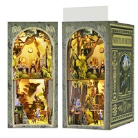 Kit de construction de maison en bois écologique avec lumières LED pour la décoration d'étagères, jouet miniature DIY