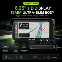Caméra de tableau de bord pour moto Aoocci C6 Pro 140 FOV HDR, écran 6,25 pouces, double caméra 1080P, navigation GPS sans fil, enregistreur vidéo intelligent, 1 an