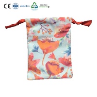 Sac à cordon personnalisé imprimé de motifs floraux en aquarelle, pochette de shopping en polyester lisse pour organiser les cosmétiques et les bijoux