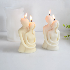Cetakan silikon pelukan pasangan plester Resin lilin DIY kerajinan 3D orang cetakan patung untuk dekorasi rumah hadiah pernikahan kenang-kenangan romantis - Product Image 1