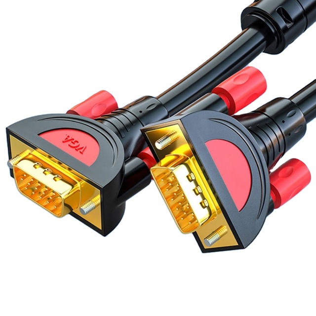 High Quality Gold Plated Bare Copper Vga 3+9 Cable Male to Male Audio Video Monitor 15P PC TV Vga Cable