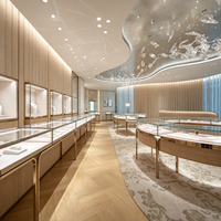 Conception d'intérieur de bijouterie de luxe moderne, service complet de pose clé en main pour toute la boutique