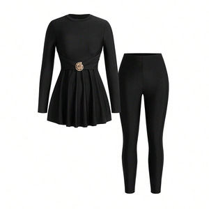 Nouvel ensemble de maillot de bain burkini <span class=keywords><strong>Ezan</strong></span> noir non tissé, cintré à la taille, à manches longues et couvrant entièrement le corps pour femme, idéal pour la plage et la piscine - Product Image 4