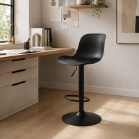 Tabouret de bar pivotant nordique moderne avec structure métallique entièrement noire, hauteur de comptoir, pour îlot de cuisine, bar à domicile, café, pub