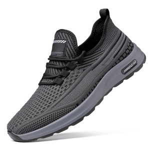 Chaussures de course respirantes en mesh gris foncé pour hommes, semelle souple légère, chaussures de sport décontractées confortables à enfiler pour un usage quotidien - Product Image 5