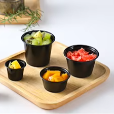 Gobelet à sauce soufflée jetable transparent en PP noir personnalisé FULING 3,25 oz - Product Image 1