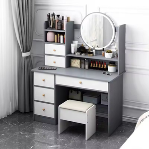 Tavolo da Toeletta Indiano all'Ingrosso con Specchio e Sgabello per Camera da Letto di Lusso in Legno Stile Reale - Product Image 4