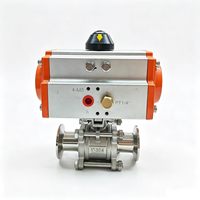 Vanne à boisseau sphérique pneumatique sanitaire 1 pouce en acier inoxydable SS304 SS316L, raccords Tri-Clamp et à souder, 3 pièces, pour l'industrie des boissons, pharmaceutique et brasserie