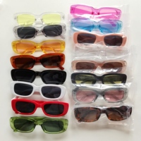FF850 Lunettes de soleil carrées étroites tendance vintage, couleur bonbon, lunettes de voyage et de fête, lunettes rectangulaires rétro pour hommes et femmes