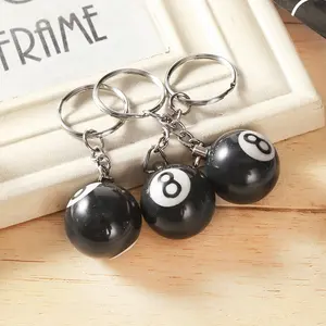 Fashion Creative Billiard Pool Keychain Table Ball Key Ring Lucky Black Cute Key Chain 25mm Resin Ball Jewelry Gift