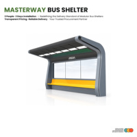 Abri de bus urbain extérieur à faible consommation d'énergie avec éclairage LED 12V, cadre rectangulaire en aluminium, panneau frontal en verre et intégration éolienne en acier