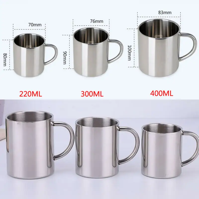 220/300/400ml wholesale stainless steel coffee travel mug double walled camping cup with custom logo