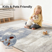 Tapis moderne bleu grand format imperméable et résistant aux taches Dsermer pour tapis central, tapis de sol, tapis de salon, tapis lavable