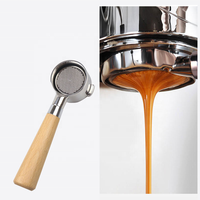 Porte-filtre à café en acier inoxydable et bois, personnalisable avec logo, tailles 51, 54, 58, pour Barsetto Breville E61, sans fond (Naked Coffee)
