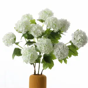 O-278 düğün malzemeleri 3 şubeler uzun kök ipek küçük beyaz yapay ortanca çiçekleri ev düğün dekorasyon için