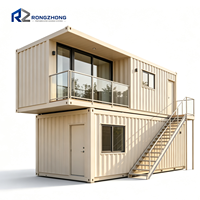 Appartement modulaire en conteneur, unité hôtelière avec salon, chambre et cuisine